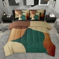 thumbnail image 1 of Manfei Abstract Geometric Desgin 7-Piece Bedding Comforter Set,Boho Geometric Lines King Bedding Sets,Green Brown Bed Sheets For Teens,Luxury Bedroom Decor Reversible, 1 of 9