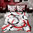 thumbnail image 1 of Manfei Abstract Geometric Dots 7pcs Bedding Comforter Set,Graffiti Circle Queen Bedding Sets,Red Black White Queen Sheet Sets For Kids,Ultra Soft Home Decor Reversible, 1 of 8