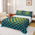 thumbnail image 1 of Manfei Abstract Geometric Geometry Bed Sheets,Stereoscopic Dense Holes King Sheets,Yellow Blue Sheet Set,Lightweight Room Decoration,4pcs, 1 of 7