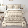 thumbnail image 1 of Manfei Abstract Geometric Geometric Bedding Comforter Set 7-Piece,Boho Stripes Lines Queen Bedding Sets,Brown Beige Queen Sheet Sets,Lightweight Room Decor Reversible, 1 of 7