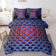 thumbnail image 1 of Manfei Abstract Geometric Geometry Bedding Comforter Set 7 Pieces,Stereoscopic Dense Holes Full Bedding Set,Blue Red Fitted Sheet Flat Sheet,Lightweight Room Decoration Reversible, 1 of 7