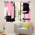 thumbnail image 1 of Manfei Abstract Geometric Graffiti Black Out Curtains,Retro Splash Ink Curtains Pack of 2 (42x63 Each),Pink Black Stripes Bedroom Curtains For Girls Kids,Ultra Soft Home Decor, 1 of 6