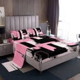 thumbnail image 1 of Manfei Abstract Geometric Graffiti Full Size Sheets,Retro Splash Ink Bed Sheets,Pink Black Stripes Sheet Sets For Girls Kids,Ultra Soft Home Decor,4 Pieces, 1 of 7