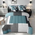 thumbnail image 1 of Manfei Abstract Geometric King Bedding, Teal Gray Black WhiteSquare King Bed in a Bag, Black Reversible 7 Pieces, 1 of 6