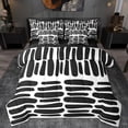 thumbnail image 1 of Manfei Abstract Geometric Lines 7-Piece Twin Bedding Sets,Vintage Striped Bedding Comforter Set,White Black Sheet Sets For Teens,Breathable Home Decor Reversible, 1 of 8