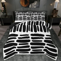 Manfei Abstract Geometric Lines Bedding Comforter Set,Vintage Striped Twin Comforter Sets,White Black Bedding Set For Teens,Breathable Home Decor Reversible,2 Pieces