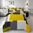 thumbnail image 1 of Manfei Abstract Geometric Queen Comforter Set, Yellow Gray Black WhiteSquare Comforter Sets Queen, Black Reversible 3-Piece, 1 Comforter and 2 Pillowcases, 1 of 6