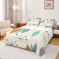 thumbnail image 1 of Manfei Abstract Geometric Rhombus Queen Sheet Sets,Modern Minimalist Aesthetic Flat Sheet,Orange Beige Blue Queen Fitted Sheet For Girls Boys,Super Cozy Room Decor,4-Piece, 1 of 7