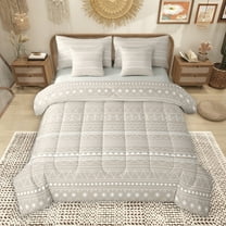 Manfei Abstract Geometric Triangle 7-Piece Twin Bedding Sets,Boho bohemian Theme Bedding Comforter Set,Light Brown Sheet Sets For Boys Kids,Super Cozy Room Decor Reversible