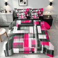 thumbnail image 1 of Manfei Abstract Geometric Twin Bedding, Watercolor Artwork Bedding Comforter Set, Pink, Black and White, Black Reversible 7pcs, 1 of 6