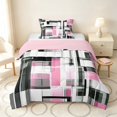 thumbnail image 1 of Manfei Abstract Geometric Twin Comforter Sets, Watercolor Artwork Bedding Set, Light Pink, Black and White, Pink Reversible 2pcs, 1 Comforter and 1 Pillowcase, 1 of 6