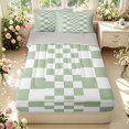 thumbnail image 1 of Manfei Abstract Grid Zipper Twin Comforter Sets with Fitted Sheet and 2 Pillowcases,Modern Plaid Zipper Bedding Set,Light Green,Light Gray Reversible,4pcs, 1 of 8