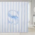 thumbnail image 1 of Manfei Abstract Line Art Shower Curtain 72Wx72L,Blue Cute Monogrammed S Bathroom Curtain, 1 of 5