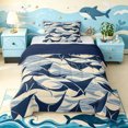 thumbnail image 1 of Manfei Abstract Manta Ray Twin Comforter Sets, Ocean Wave Bedding Set, Cream Navy, Blue Reversible, 2 Pieces, 1 Comforter and 1 Pillowcase, 1 of 7