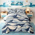 thumbnail image 1 of Manfei Abstract Manta Ray Twin Quilt Set, Ocean Wave Twin Coverlet Set, Cream Navy, 2 Pieces, 1 Bedspread and 1 Pillowcase, 1 of 7
