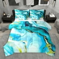 thumbnail image 1 of Manfei Abstract Marble Texture 7pcs Bedding Comforter Set,Fluid Stripe Aesthetic Queen Bedding Sets,Gold Blue Queen Sheet Sets For Kids,Lightweight Room Decor Reversible, 1 of 9