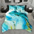 thumbnail image 1 of Manfei Abstract Marble Texture Full Size Comforter Sets,Fluid Stripe Aesthetic Bedding Comforter Set,Gold Blue Bedding Sets For Kids,Lightweight Room Decor Reversible,3-Piece, 1 of 8