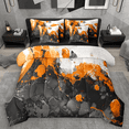 thumbnail image 1 of Manfei Abstract Marble Twin Bedding Sets 7pcs, Black Orange White Bedding Comforter Set, Modern Watercolor Marbling Sheet Sets, Breathable Home Decor, 1 of 8