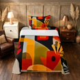 thumbnail image 1 of Manfei Abstract Mid-Century Twin Sheets, Minimalist Leaf Bedding, Orange Red, Black Reversible 3-Piece1 Flat Sheet + 1 Fitted Sheet + 1 Pillowcase, 1 of 6