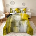 thumbnail image 1 of Manfei Abstract Oil Painting Full Size Comforter Sets, Yellow Gray Brushstroke Bedding Comforter Set, Yellow Gray, Black Reversible 3pcs, 1 Comforter and 2 Pillowcases, 1 of 6