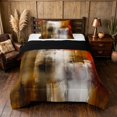 thumbnail image 1 of Manfei Abstract Oil Painting Twin Comforter Sets, Red Brown Brushstroke Bedding Set, Red Brown, Black Reversible 2pcs, 1 Comforter and 1 Pillowcase, 1 of 6