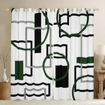 Manfei Abstract Ombre Black Out Curtains for Adult, Vintage Minimalism Curtains Pack of 2 (42x63 Each), Dark Green Circle Bedroom Curtains, Window Curtains Room Decor