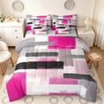 thumbnail image 1 of Manfei Abstract Ombre Rectangle Queen Bedding, Pink Black Gray Bedding Comforter Set Queen, Gray Reversible 7 Pieces, 1 of 6