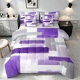 thumbnail image 1 of Manfei Abstract Ombre Rectangle Queen Bedding, Purple Black Gray Bedding Comforter Set Queen, Gray Reversible 7-Piece, 1 of 6