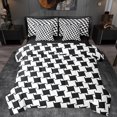 thumbnail image 1 of Manfei Abstract Rhombus Print 7pcs Bedding Comforter Set,Modern Geometric Queen Bedding Sets,White Black Queen Sheet Sets For Teens,Super Cozy Room Decor Reversible, 1 of 8