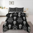 thumbnail image 1 of Manfei Abstract Skull 3 Pieces Queen Comforter Set,Bohemian Damask Ultra Soft Bedding Sets,Gothic Style Bedding Comforter Set,Microfiber Halloween Bedroom Decoration,Reversible, 1 of 8