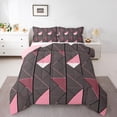 thumbnail image 1 of Manfei Abstract Sqare 3-Piece Full Size Comforter Sets,Geometric Triangle Bedding Comforter Set,Grey Pink Bedding Sets,Ultra Soft Teenager Bedroom Decor,Reversible, 1 of 8