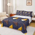 thumbnail image 1 of Manfei Abstract Sqare 4pcs Bed Sheets,Geometric Triangle King Sheets,Blue Yellow Super Cozy Sheet Set,Teenager Bedroom Decor, 1 of 7
