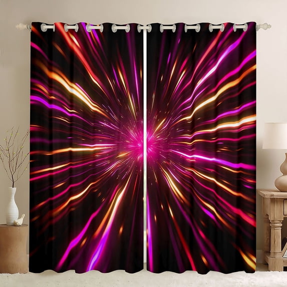 Manfei Abstract Starburst Light Blackout Curtains Set of 2 (52x84 Each), Modern Neon Gradient Curtain, Pink and Orange