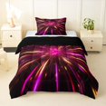 thumbnail image 1 of Manfei Abstract Starburst Light Twin Comforter Sets, Modern Neon Gradient Bedding Set, Pink and Orange, Black Reversible 2pcs, 1 Comforter and 1 Pillowcase, 1 of 6