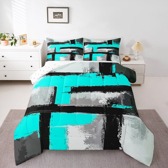 Manfei Abstract Stripes 2pcs Bedding Comforter Set,Minimalist Geometric Twin Comforter Sets,Vintage Gradient Breathable Bedding Set,Microfiber Ombre Room Decor,Reversible