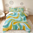 thumbnail image 1 of Manfei Abstract Swirl Queen Comforter Set, Teal Yellow Comforter Sets Queen, Reversible 3pcs, 1 Comforter and 2 Pillowcases, 1 of 6