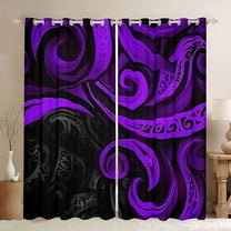Manfei Abstract Swirl Stripes Black Out Curtains for Teens,Geometric Lines Curtains Pack of 2 (42x63 Each),Black Purple Bedroom Curtains,Lightweight Room Decor