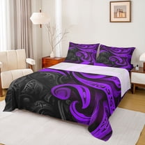 Manfei Abstract Swirl Stripes Twin Sheet Sets 3pcs for Teens,Geometric Lines Twin Fitted Sheet Microfiber,Black Purple Breathable Flat Sheet,Lightweight Room Decor