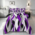 thumbnail image 1 of Manfei Abstract Wave Stripe Queen Comforter Set, Geometric Line Comforter Sets Queen, Purple, Black and White, Black Reversible 3pcs, 1 Comforter and 2 Pillowcases, 1 of 6