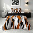 thumbnail image 1 of Manfei Abstract Wave Stripe Twin Comforter Sets, Geometric Line Bedding Set, Orange, Black and White, Black Reversible 2-Piece, 1 Comforter and 1 Pillowcase, 1 of 6