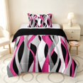 thumbnail image 1 of Manfei Abstract Wave Stripe Twin Comforter Sets, Geometric Line Bedding Set, Pink, Black and White, Black Reversible 2 Pieces, 1 Comforter and 1 Pillowcase, 1 of 6