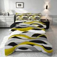 thumbnail image 1 of Manfei Abstract Wavy Stripe Full Size Comforter Sets, Modern Abstract Art Bedding Comforter Set, Yellow, Black and White, Black Reversible 3pcs, 1 Comforter and 2 Pillowcases, 1 of 6