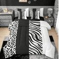 thumbnail image 1 of Manfei Abstract Zebra Print 7-Piece Twin Bedding Sets,Cheetah Pattern Bedding Comforter Set,White Black Stripes Sheet Sets For Children,Microfiber Bedroom Decor Reversible, 1 of 8
