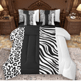 thumbnail image 1 of Manfei Abstract Zebra Print 7-Piece Twin Bedding Sets,Cheetah Pattern Bedding Comforter Set,White Black Stripes Sheet Sets For Children,Microfiber Bedroom Decor Reversible, 1 of 8