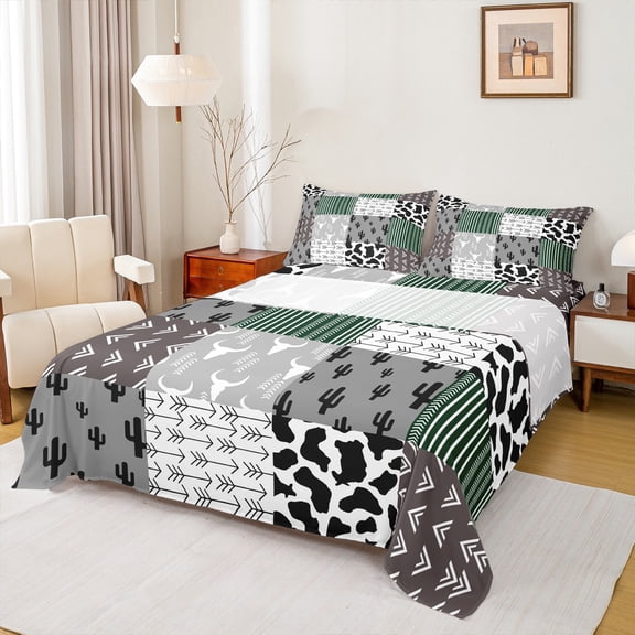 Manfei Abstract Zebra Twin Sheet Set (3-Piece) Bohemian Bull Skull Microfiber Decor For Kids