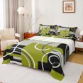 thumbnail image 1 of Manfei Abstrat Geometric Lines Full Size Sheets,Green Black Gray Bed Sheets,Geometric Striped Circle Sheet Sets For Teens,Luxury Bedroom Decor,4pcs, 1 of 7