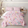 thumbnail image 1 of Manfei Adorable Axolotl Bed Spread Queen,Floral Seamless Print Queen Coverlet Set For Girls,Pink Pastel,3pcs, 1 of 7