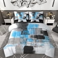 thumbnail image 1 of Manfei Adult Chic Rectangle 7 Pieces Bedding Comforter Set, Oil Printing Artwork Full Bedding Set, Modern Square Abstract Reversible Fitted Sheet Flat Sheet, Breathable Home Decor, 1 of 8