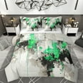 thumbnail image 1 of Manfei Adult Chic Watercolor 7pcs Bedding Comforter Set, Green Oil Printing Artwork Queen Bedding Sets, Modern Fashion Abstract Reversible Queen Sheet Sets, Luxury Bedroom Decor, 1 of 8