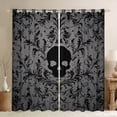 thumbnail image 1 of Manfei Adult Damask Skull Black Out Curtains, Hippie Gothic Skeleton Curtains Pack of 2 (42x63 Each), Tribal Mandala Theme Bedroom Curtains, Living Room Curtains Decor, 1 of 6